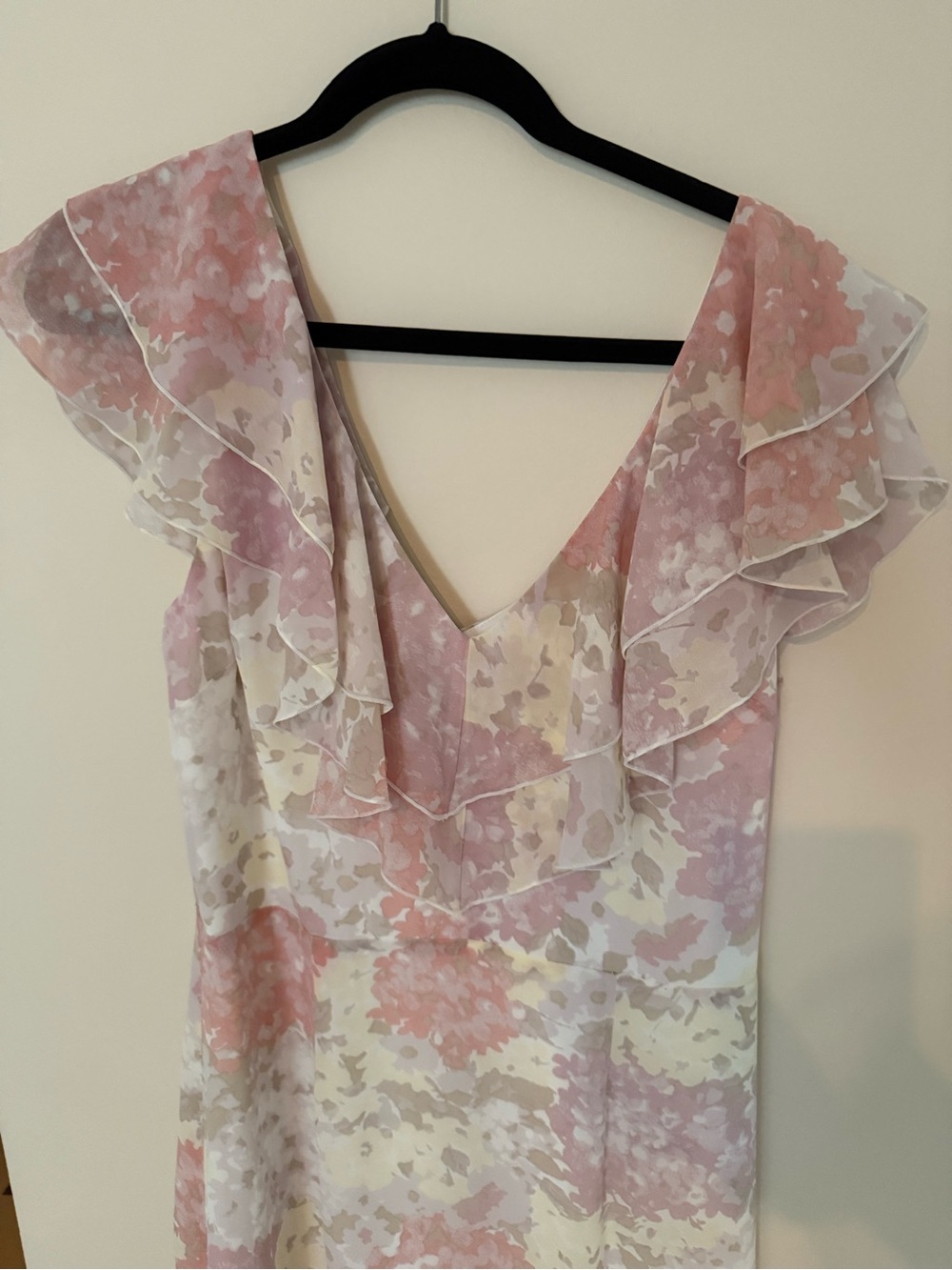 Wayf Soft Pink Floral Tiered Ruffle Maxi Dress Size L - Picture 5 of 7